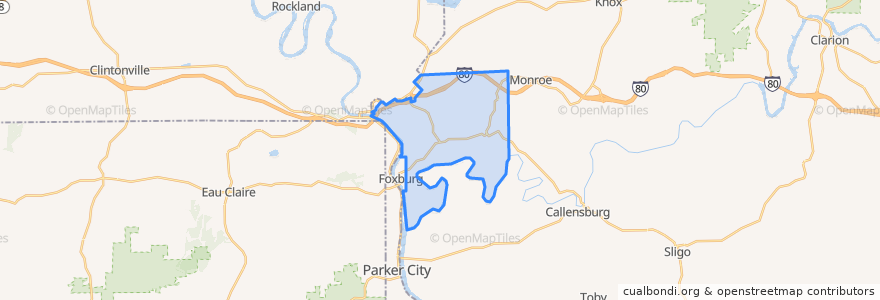 Mapa de ubicacion de Richland Township.