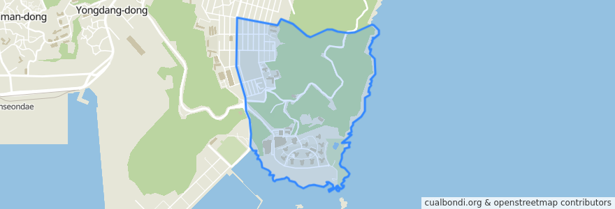 Mapa de ubicacion de 용호2동.