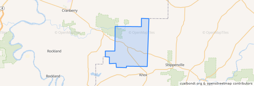 Mapa de ubicacion de Ashland Township.