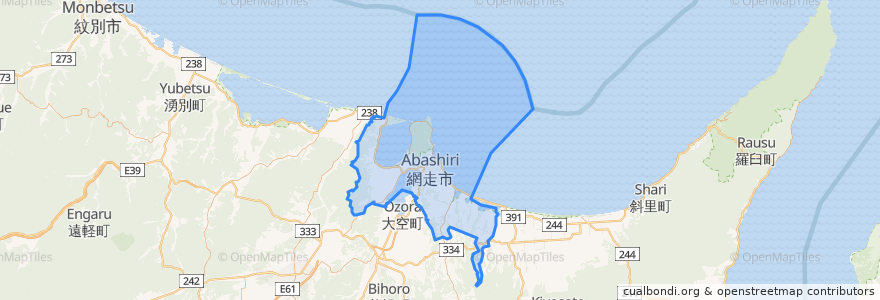 Mapa de ubicacion de Abashiri.