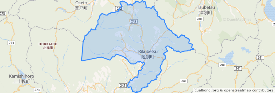 Mapa de ubicacion de 陸別町.