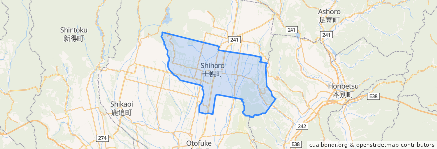 Mapa de ubicacion de 士幌町.