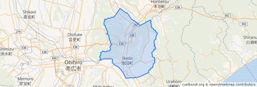 Mapa de ubicacion de 池田町.