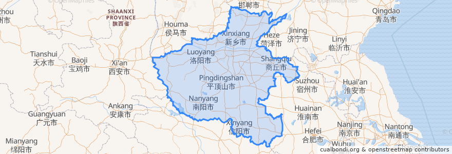 Mapa de ubicacion de Henan.