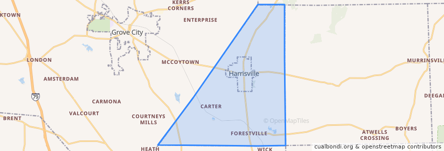Mapa de ubicacion de Mercer Township.