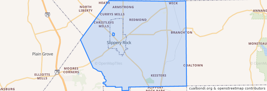 Mapa de ubicacion de Slippery Rock Township.