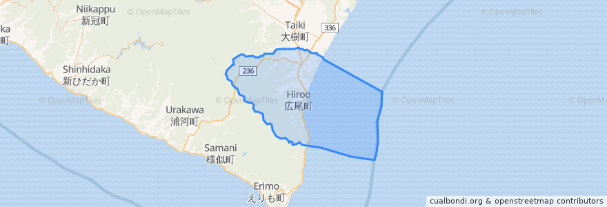 Mapa de ubicacion de 広尾町.