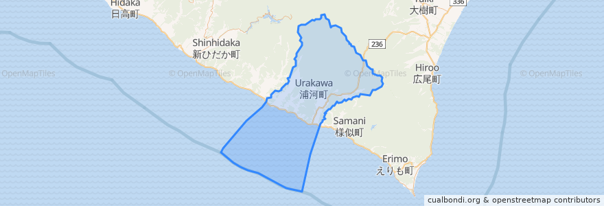 Mapa de ubicacion de 浦河郡.