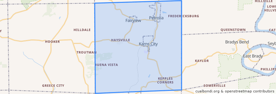 Mapa de ubicacion de Fairview Township.