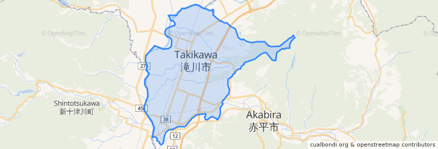 Mapa de ubicacion de 滝川市.