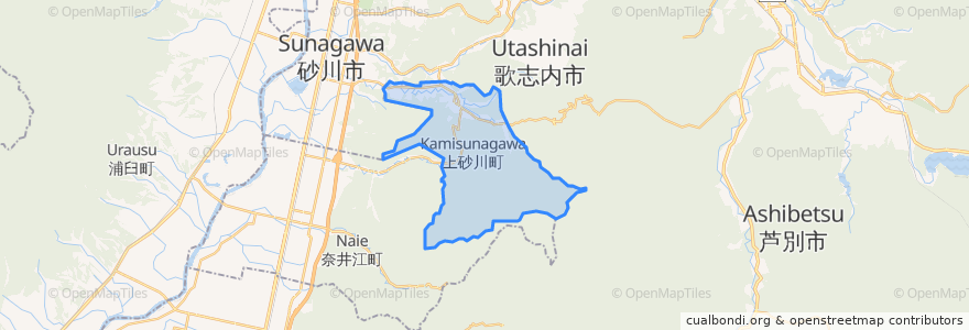 Mapa de ubicacion de 上砂川町.