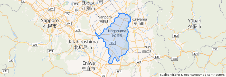 Mapa de ubicacion de 長沼町.