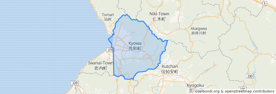 Mapa de ubicacion de 共和町.