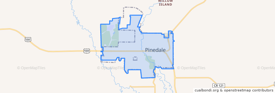 Mapa de ubicacion de Pinedale.