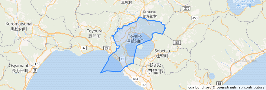 Mapa de ubicacion de Toyako.