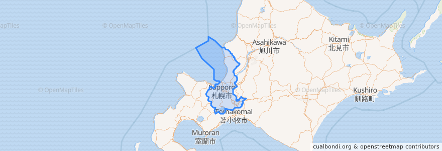 Mapa de ubicacion de Ishikari Subprefecture.