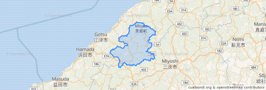 Mapa de ubicacion de 邑智郡.