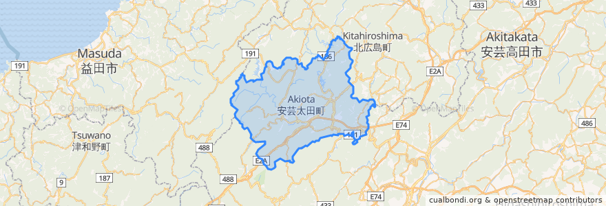 Mapa de ubicacion de 安芸太田町.