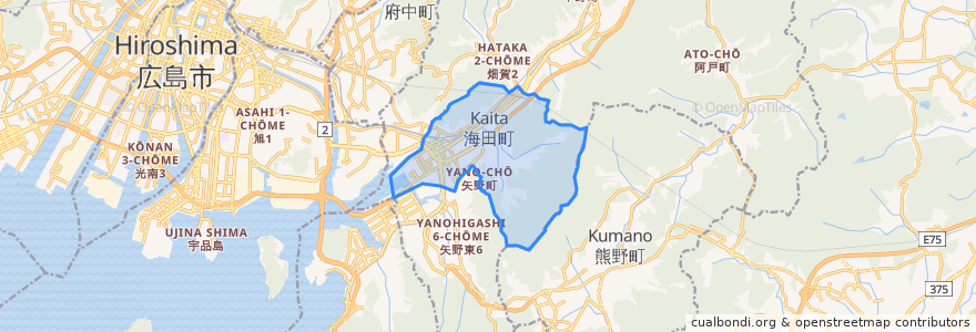 Mapa de ubicacion de 海田町.