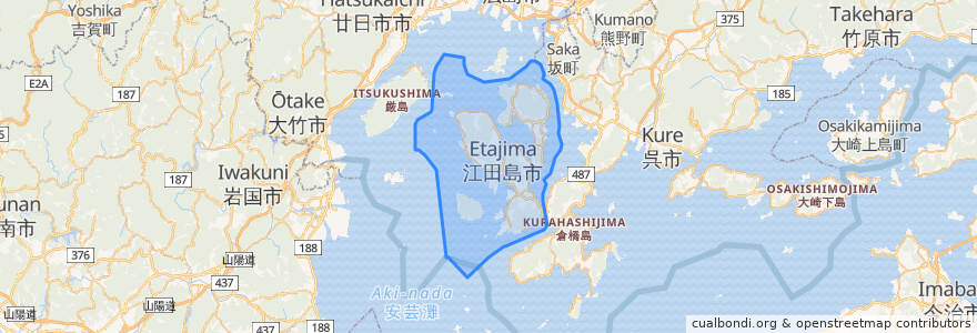 Mapa de ubicacion de 江田島市.