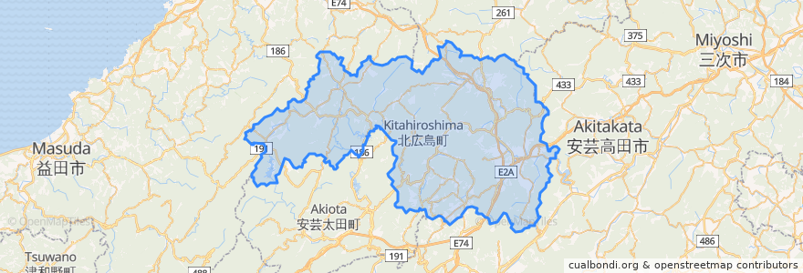 Mapa de ubicacion de 北広島町.