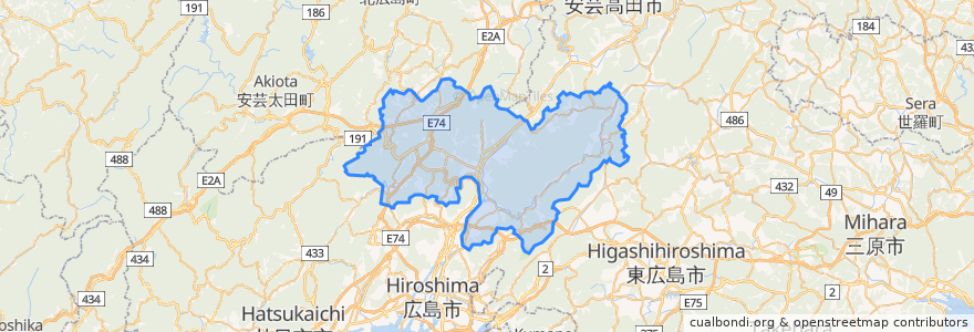 Mapa de ubicacion de 安佐北区.