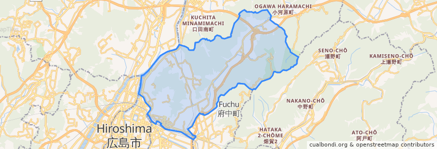 Mapa de ubicacion de 東区.