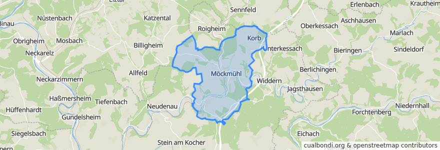 Mapa de ubicacion de Möckmühl.