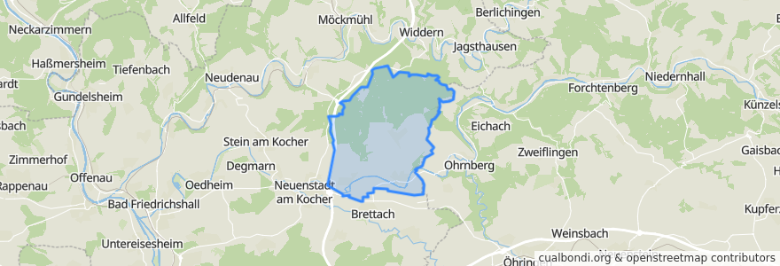 Mapa de ubicacion de Hardthausen am Kocher.