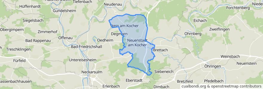 Mapa de ubicacion de Neuenstadt am Kocher.