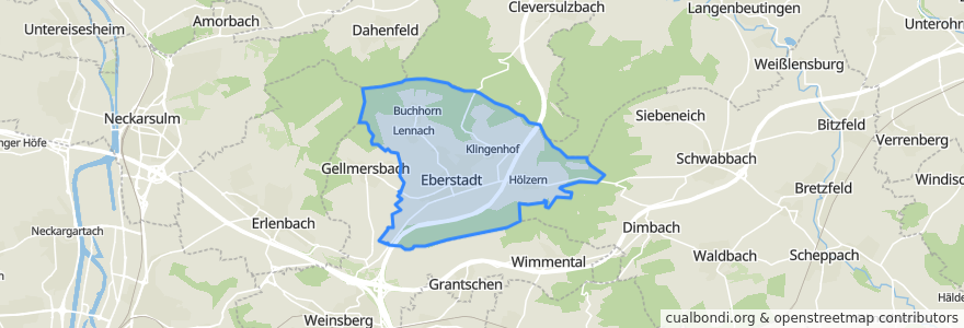 Mapa de ubicacion de Eberstadt.