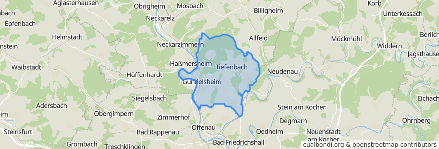 Mapa de ubicacion de Gundelsheim.