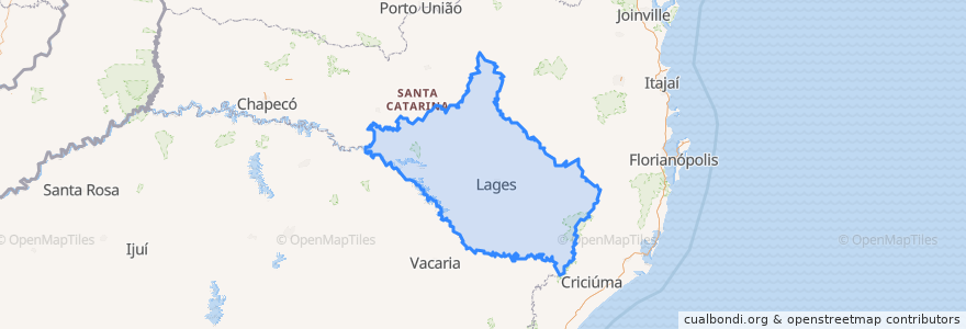 Mapa de ubicacion de Região Geográfica Intermediária de Lages.