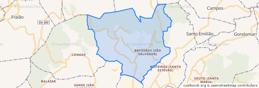 Mapa de ubicacion de Briteiros São Salvador e Briteiros Santa Leocádia.