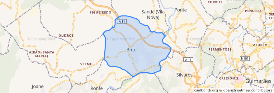 Mapa de ubicacion de Brito.