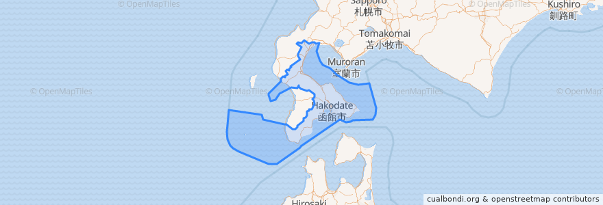 Mapa de ubicacion de 渡島総合振興局.