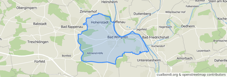 Mapa de ubicacion de Bad Wimpfen.