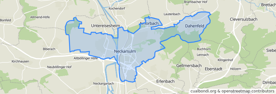 Mapa de ubicacion de Neckarsulm.