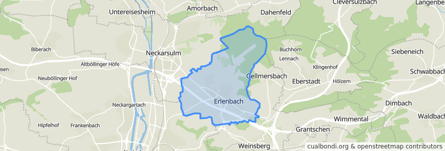 Mapa de ubicacion de Erlenbach.