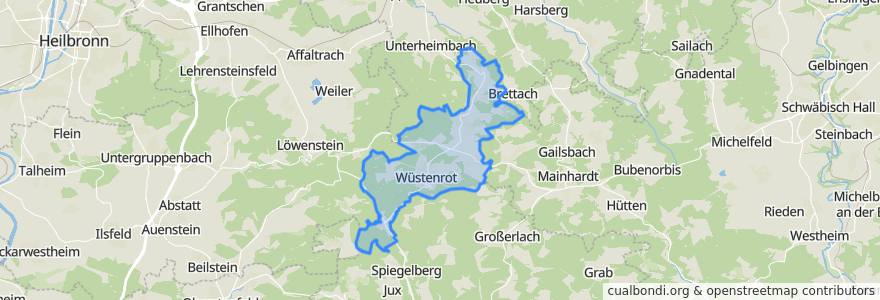 Mapa de ubicacion de Wüstenrot.