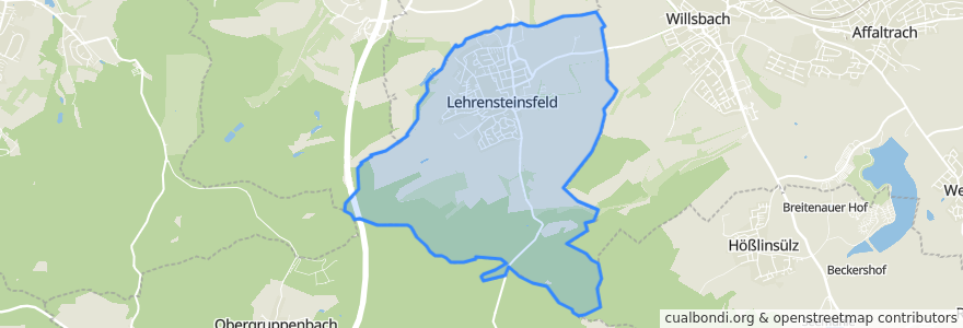 Mapa de ubicacion de Lehrensteinsfeld.