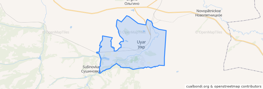 Mapa de ubicacion de городское поселение Уяр.