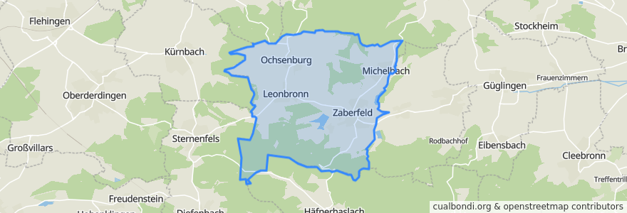 Mapa de ubicacion de Zaberfeld.