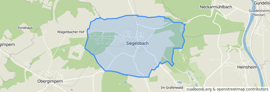 Mapa de ubicacion de Siegelsbach.