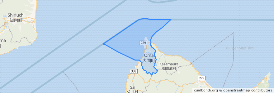 Mapa de ubicacion de 大間町.