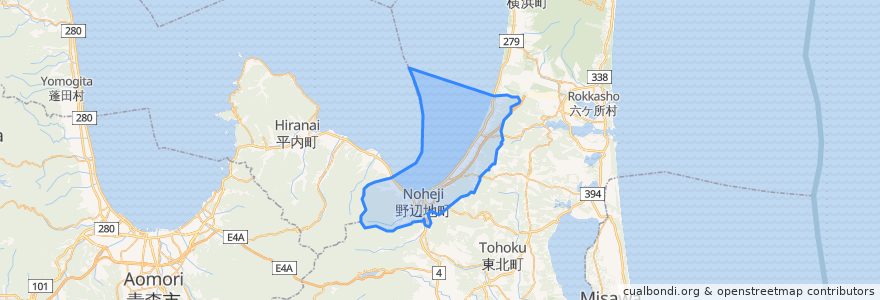 Mapa de ubicacion de 野辺地町.