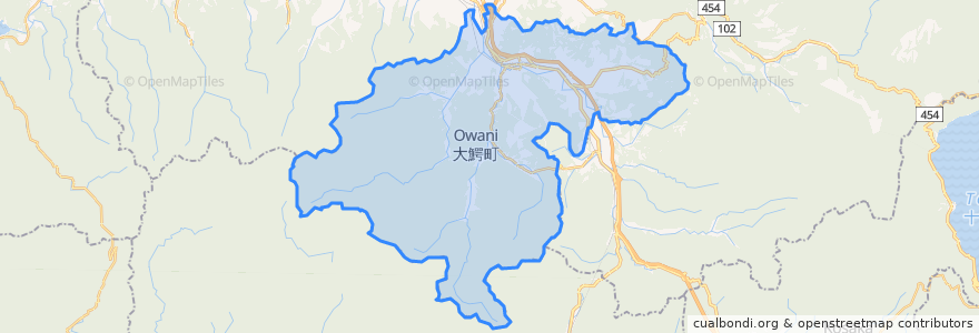 Mapa de ubicacion de 大鰐町.