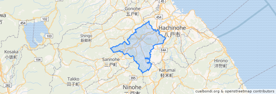 Mapa de ubicacion de 南部町.