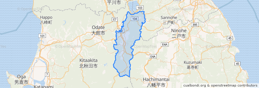 Mapa de ubicacion de 鹿角市.