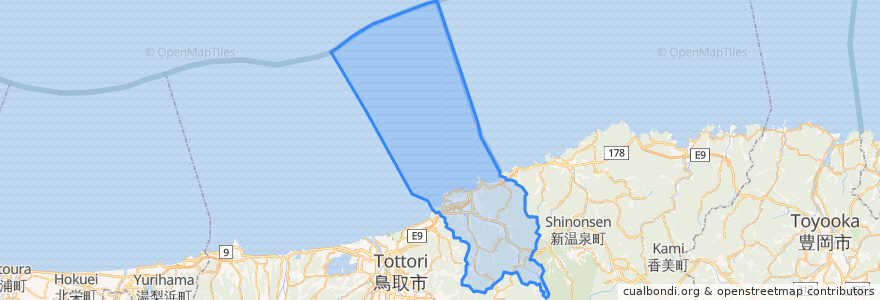 Mapa de ubicacion de 岩美町.